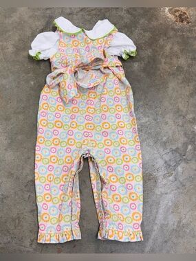 Remember Nguyen Baby Girl 12M Floral Jumpsuit Blouse Set Peter Pan Collar
